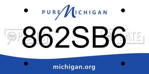 862SB6 Michigan License Plate