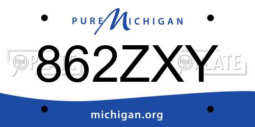 862ZXY Michigan License Plate