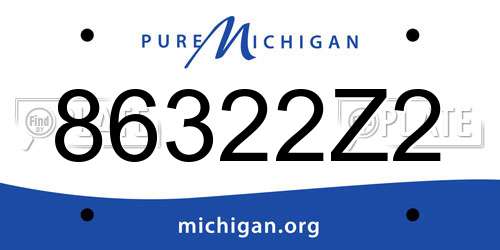 86322Z2 Michigan License Plate