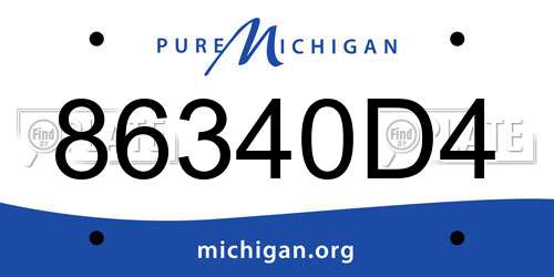 86340D4 Michigan License Plate
