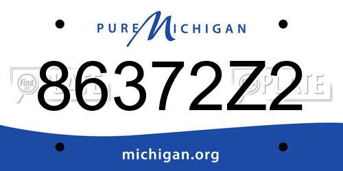 86372Z2 Michigan License Plate