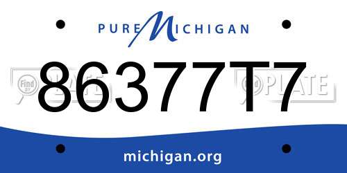 86377T7 Michigan License Plate