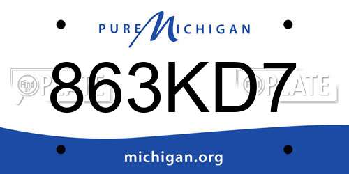 863KD7 Michigan License Plate