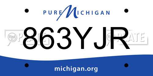 863YJR Michigan License Plate