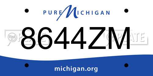 8644ZM Michigan License Plate