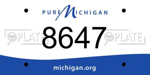 8647 Michigan License Plate