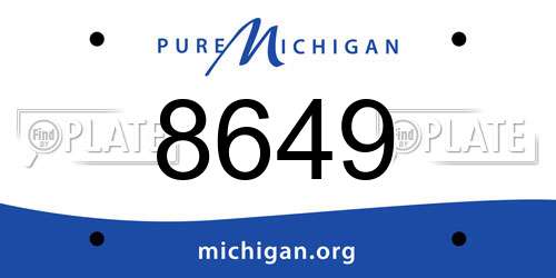 8649 Michigan License Plate