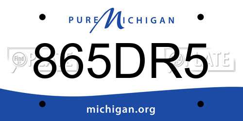865DR5 Michigan License Plate