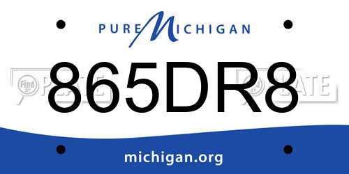 865DR8 Michigan License Plate