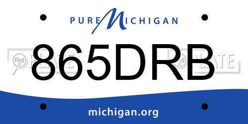 865DRB Michigan License Plate