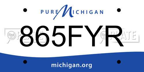 865FYR Michigan License Plate