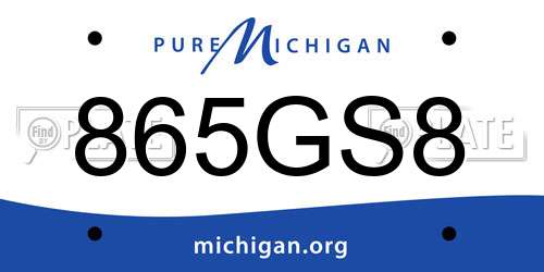 865GS8 Michigan License Plate