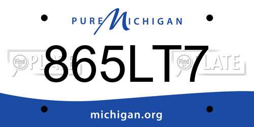 865LT7 Michigan License Plate