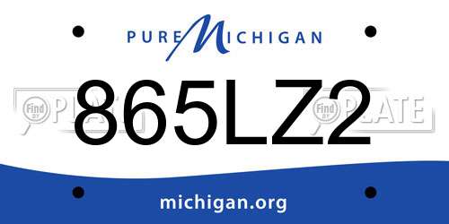 865LZ2 Michigan License Plate