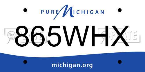 865WHX Michigan License Plate