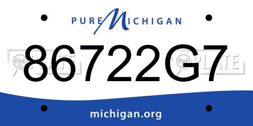 86722G7 Michigan License Plate