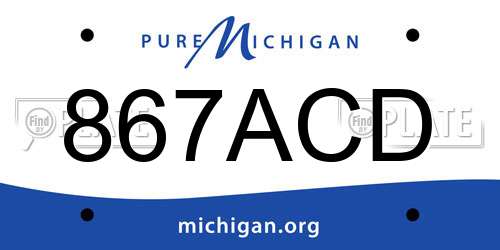 867ACD Michigan License Plate