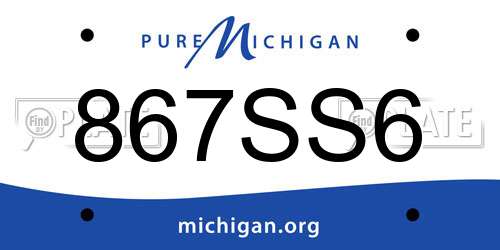 867SS6 Michigan License Plate