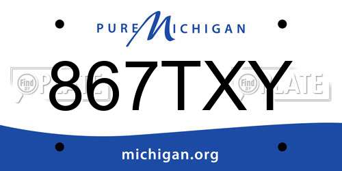 867TXY Michigan License Plate