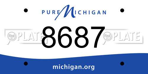 8687 Michigan License Plate