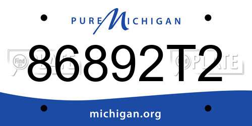 86892T2 Michigan License Plate