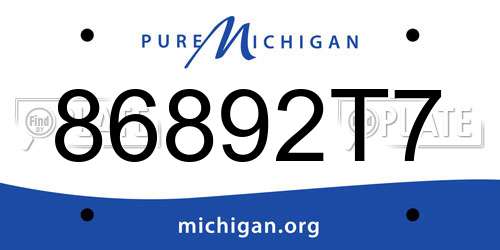 86892T7 Michigan License Plate