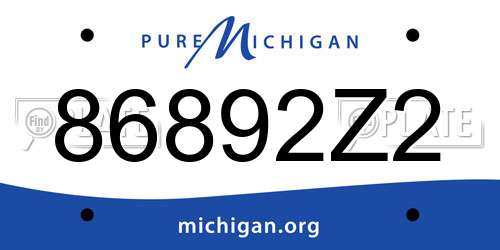 86892Z2 Michigan License Plate
