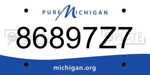 86897Z7 Michigan License Plate