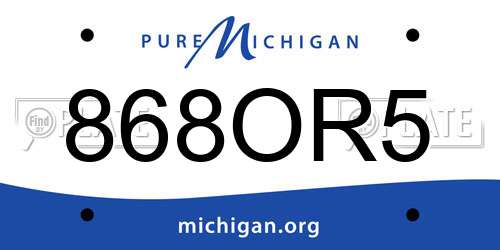 868OR5 Michigan License Plate