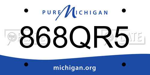 868QR5 Michigan License Plate