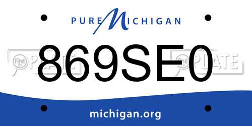 869SE0 Michigan License Plate