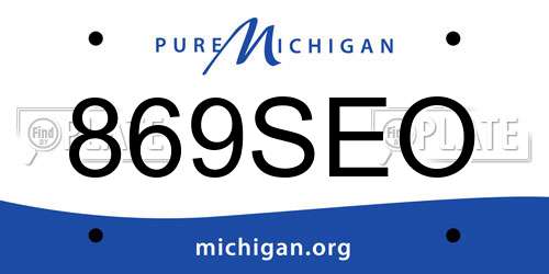 869SEO Michigan License Plate