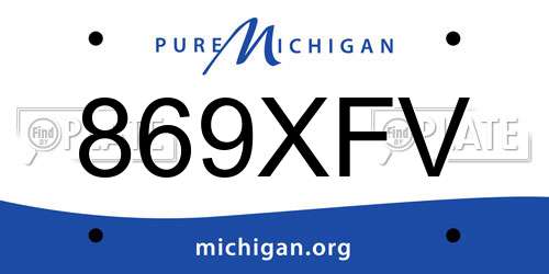 869XFV Michigan License Plate