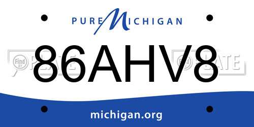 86AHV8 Michigan License Plate