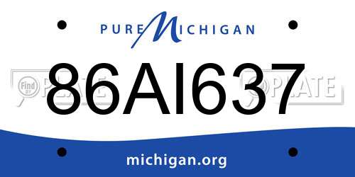86AI637 Michigan License Plate