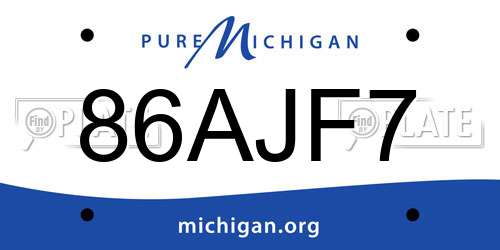 86AJF7 Michigan License Plate