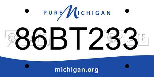 86BT233 Michigan License Plate