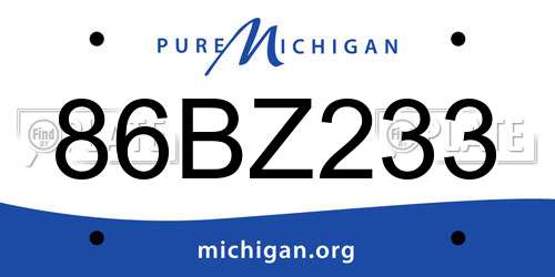 86BZ233 Michigan License Plate