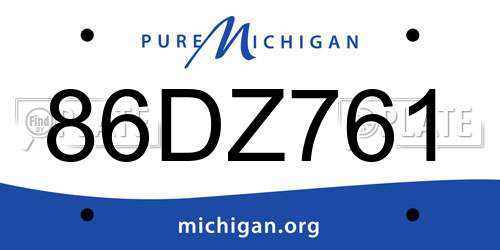 86DZ761 Michigan License Plate