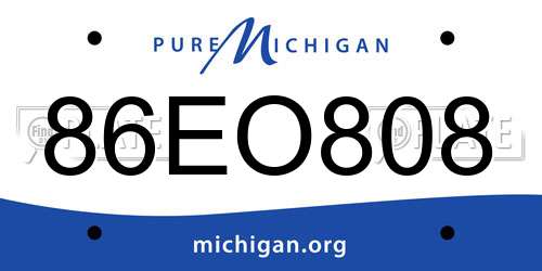 86EO808 Michigan License Plate