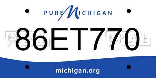 86ET770 Michigan License Plate