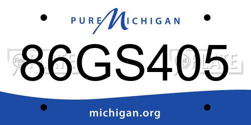 86GS405 Michigan License Plate
