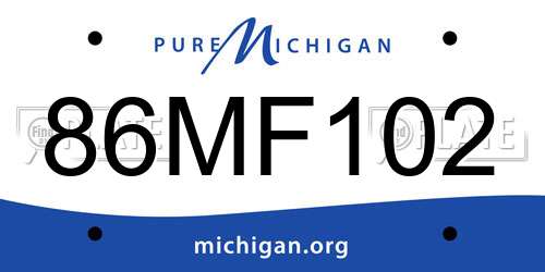 86MF102 Michigan License Plate