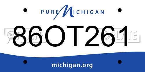 86OT261 Michigan License Plate