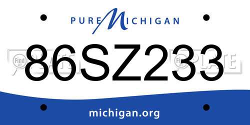 86SZ233 Michigan License Plate
