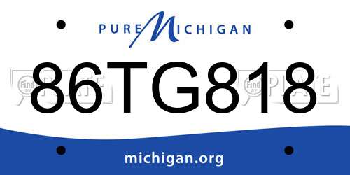86TG818 Michigan License Plate