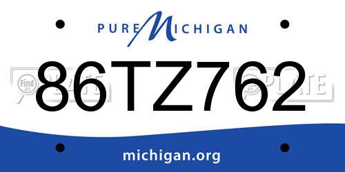 86TZ762 Michigan License Plate
