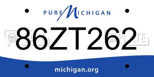 86ZT262 Michigan License Plate