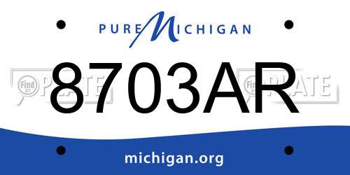 8703AR Michigan License Plate