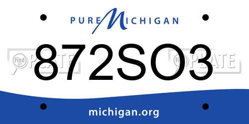 872SO3 Michigan License Plate